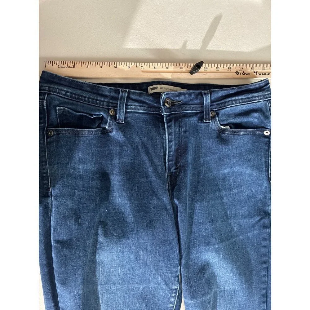 Levis 529 Jeans Womens Size 16 Curvy Bootcut Mid-Rise Stretch Dark Blue